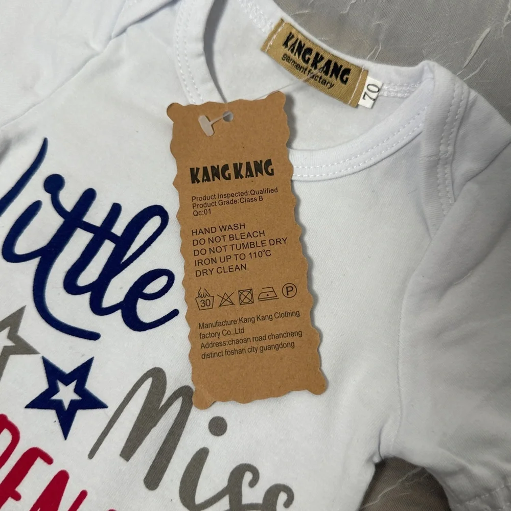 3/$20💥 Red‎ White & Blue Stars & Stripes Little Miss Independent Newborn Outfit